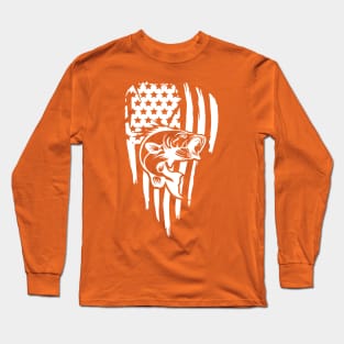 Bass American Flag White Long Sleeve T-Shirt